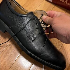 Salvatore Ferragamo Gobble Black 
Pebble Calf Dress Shoes
